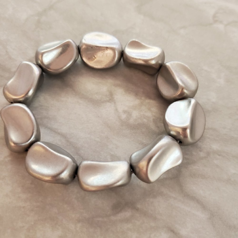 ✨ Silver Chunky Beaded Beads Elastic Streatch Bracelet ✨ - Picture 6 of 9